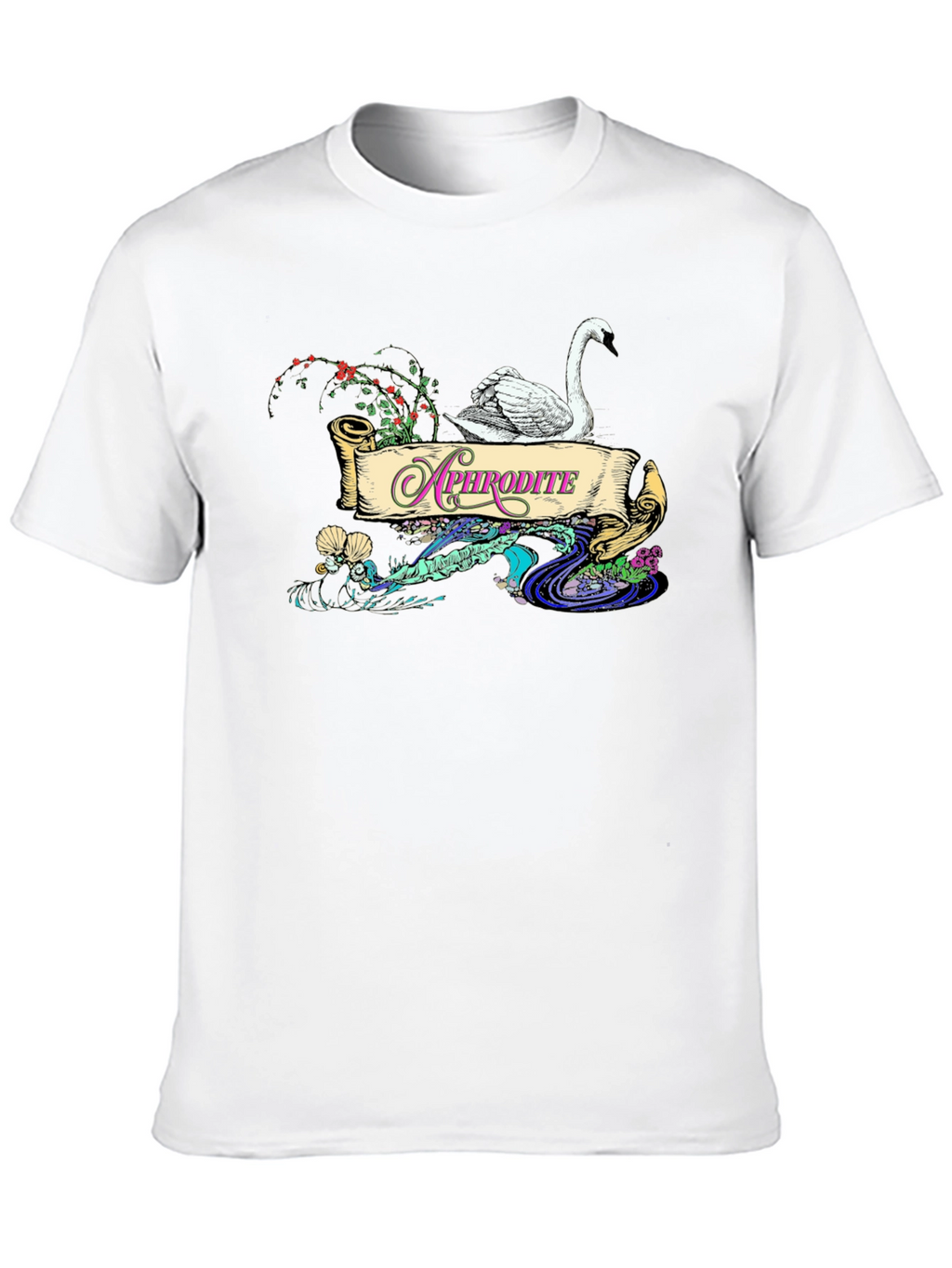 Aphrodite Swan T-Shirt - Elegant Goddess Design