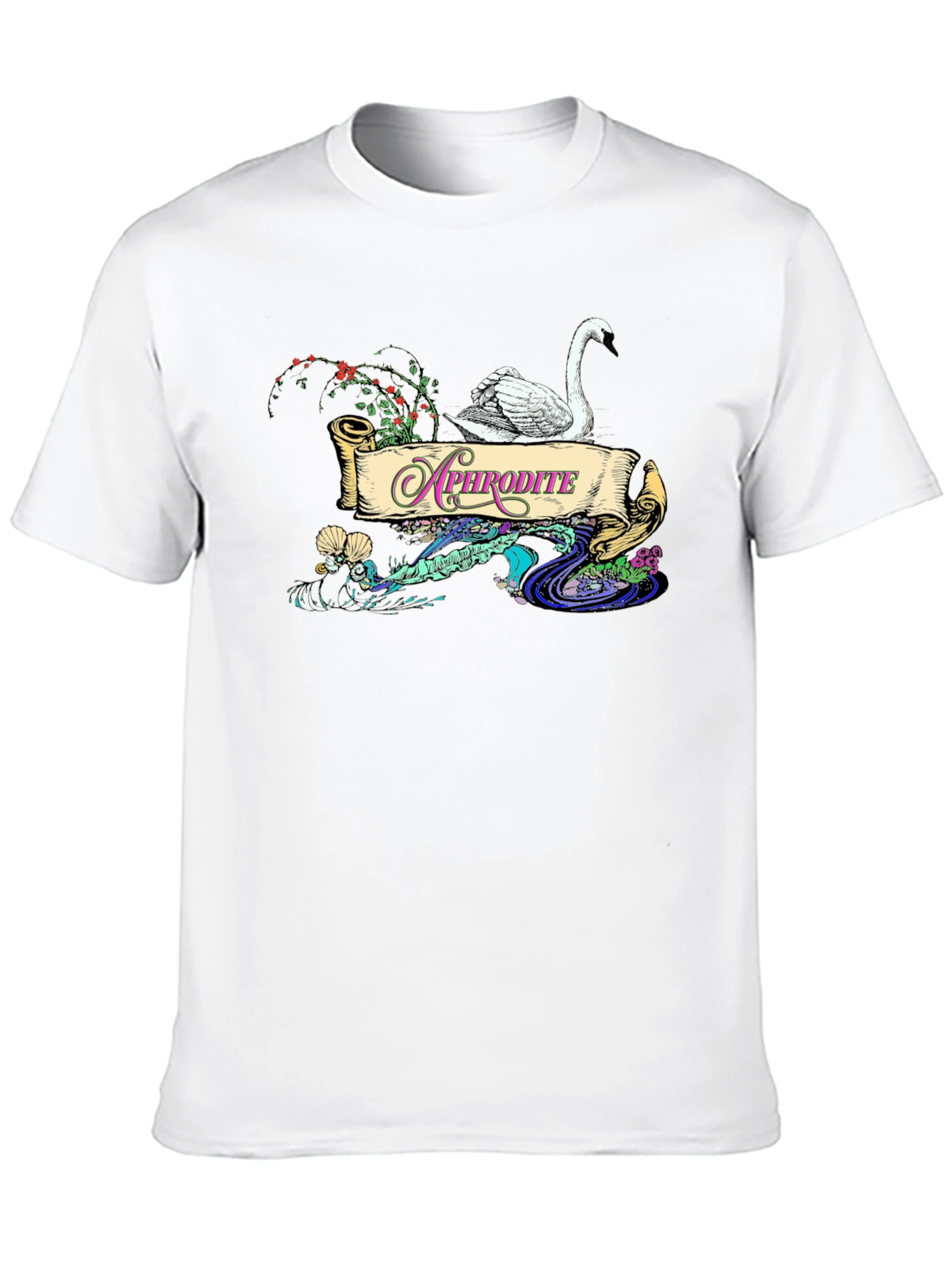 Aphrodite Swan T-Shirt - Elegant Goddess Design