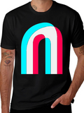 Retro Rainbow Arch Graphic Tee - Stylish Comfort