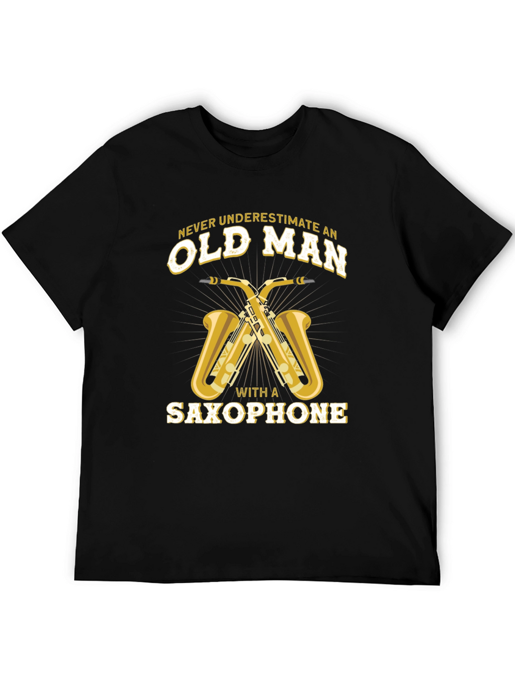 Old Man Saxophone Black Graphic Tee