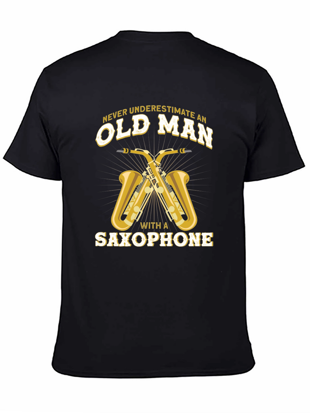 Old Man Saxophone Black Graphic Tee