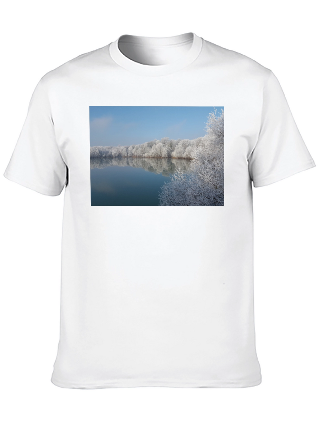Winter Lake Reflection Graphic Tee - Black
