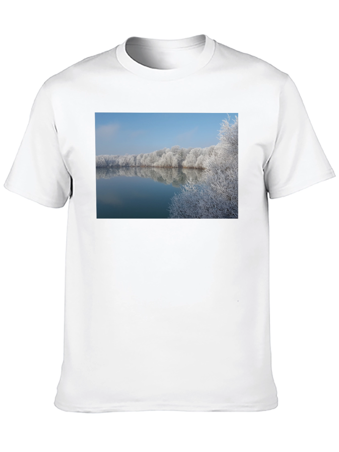 Winter Lake Reflection Graphic Tee - Black