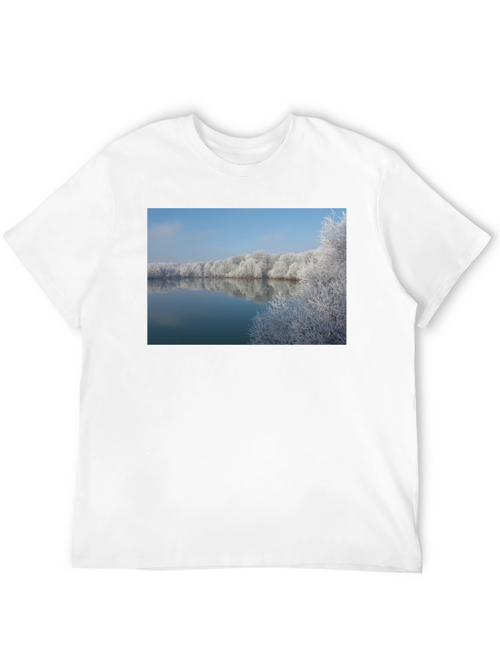 Winter Lake Reflection Graphic Tee - Black