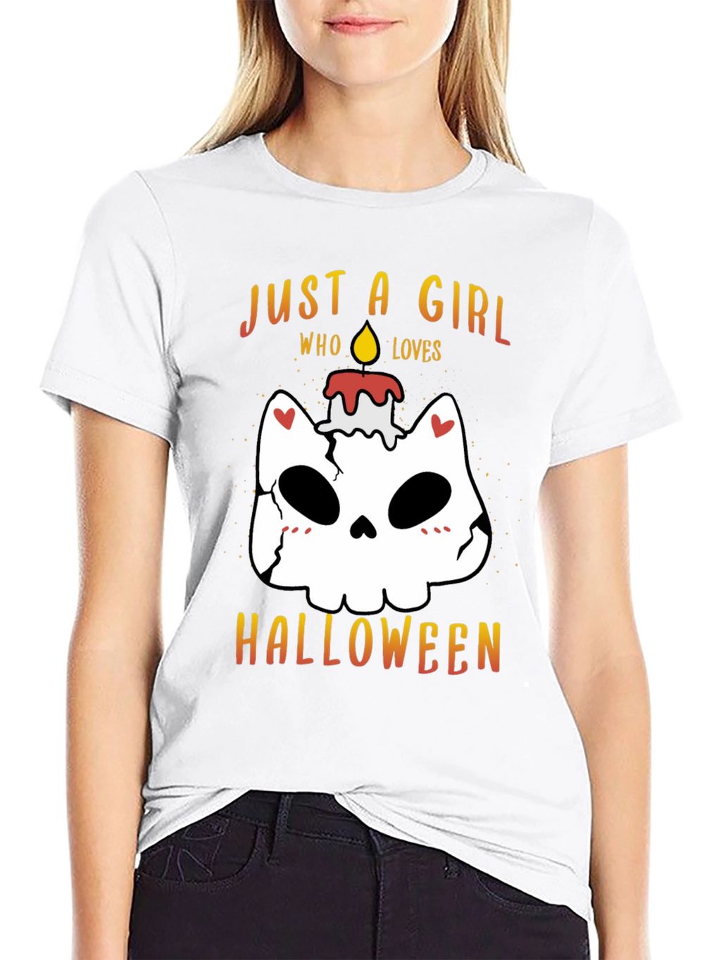 Halloween Girl Skull Candle T-Shirt