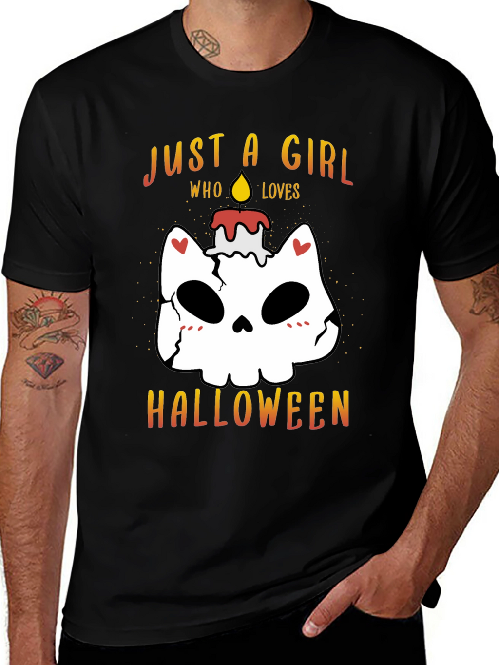 Halloween Girl Skull Candle T-Shirt