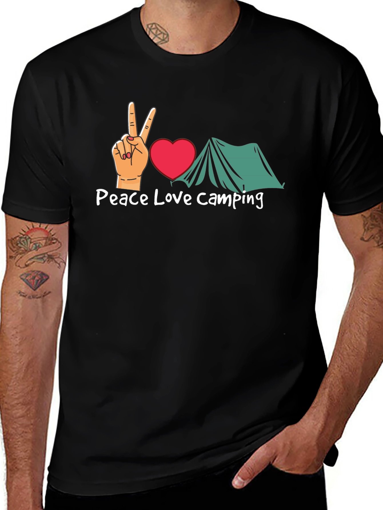 Peace Love Camping Graphic T-Shirt - Black