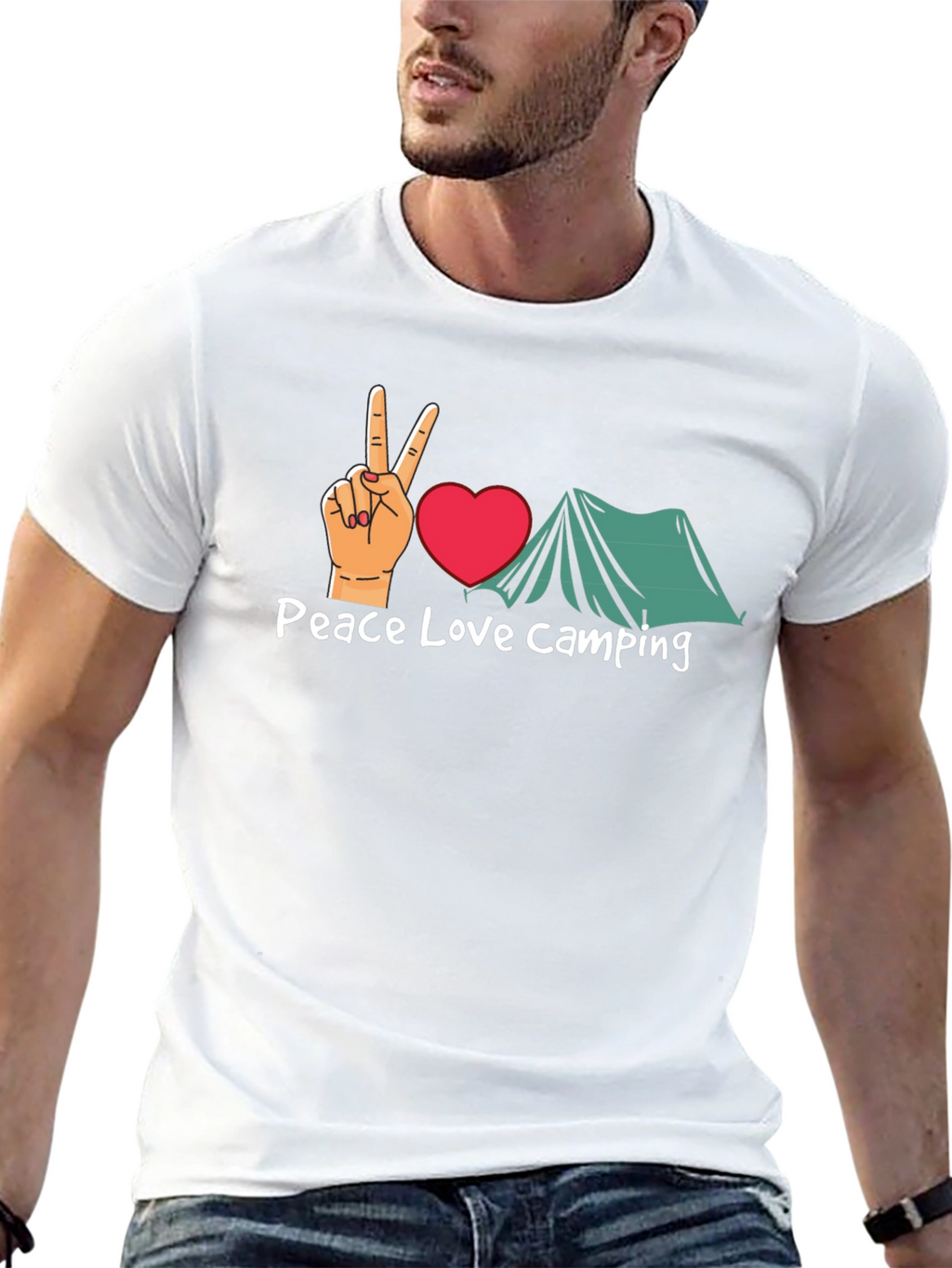 Peace Love Camping Graphic T-Shirt - Black