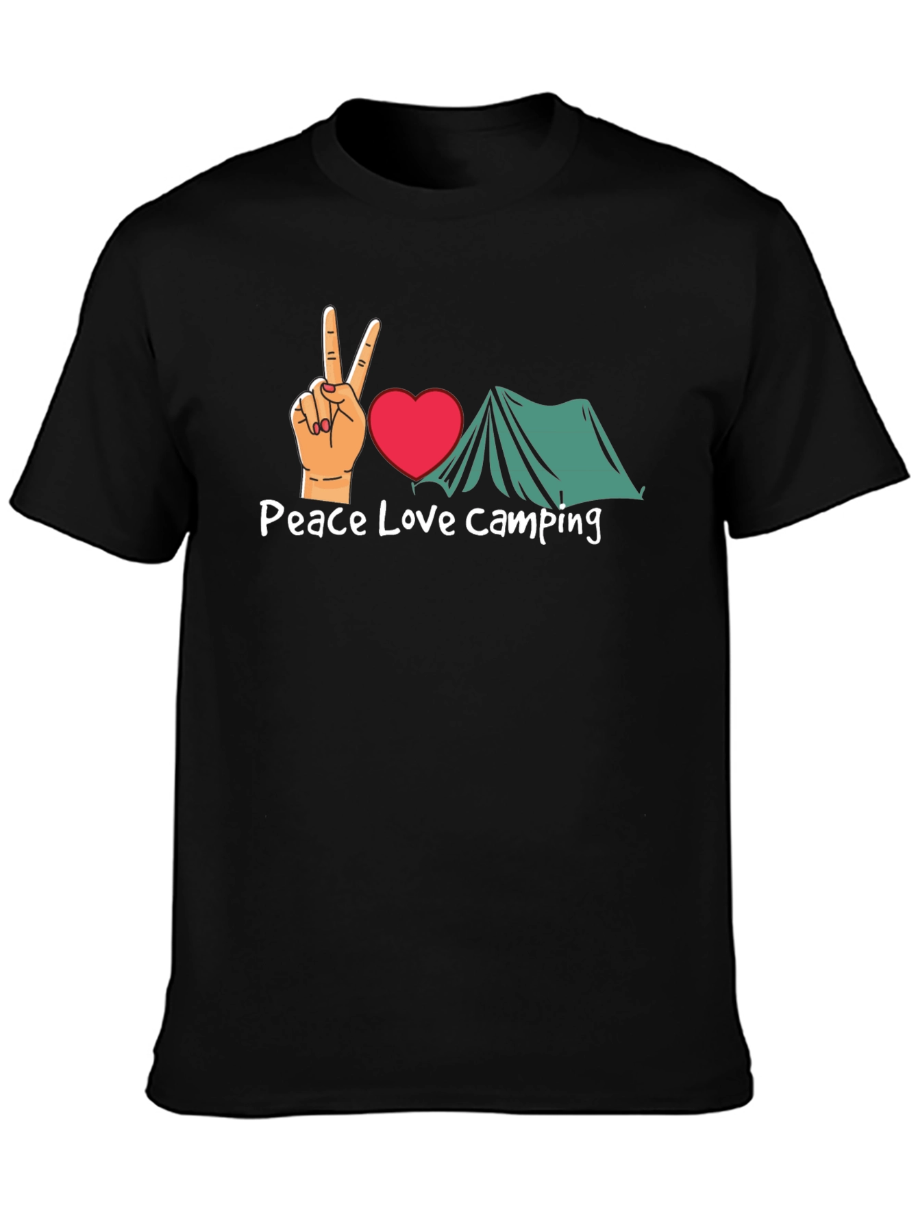 Peace Love Camping Graphic T-Shirt - Black