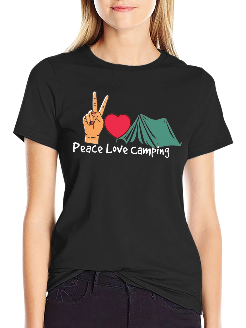 Peace Love Camping Graphic T-Shirt - Black