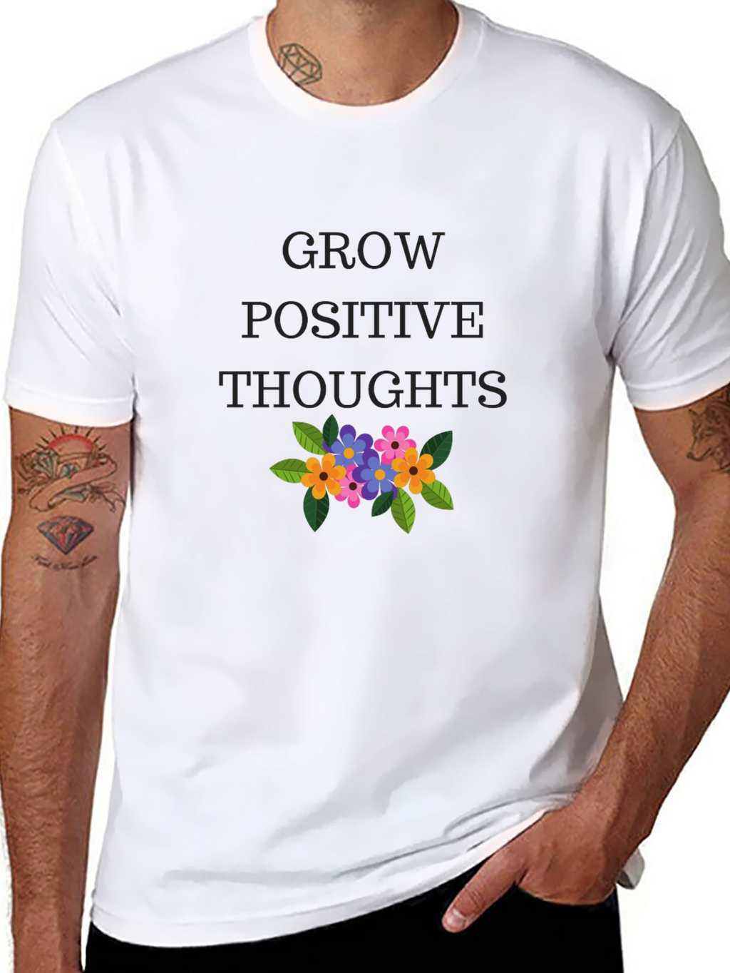 Grow Positive Thoughts Graphic Tee - Black