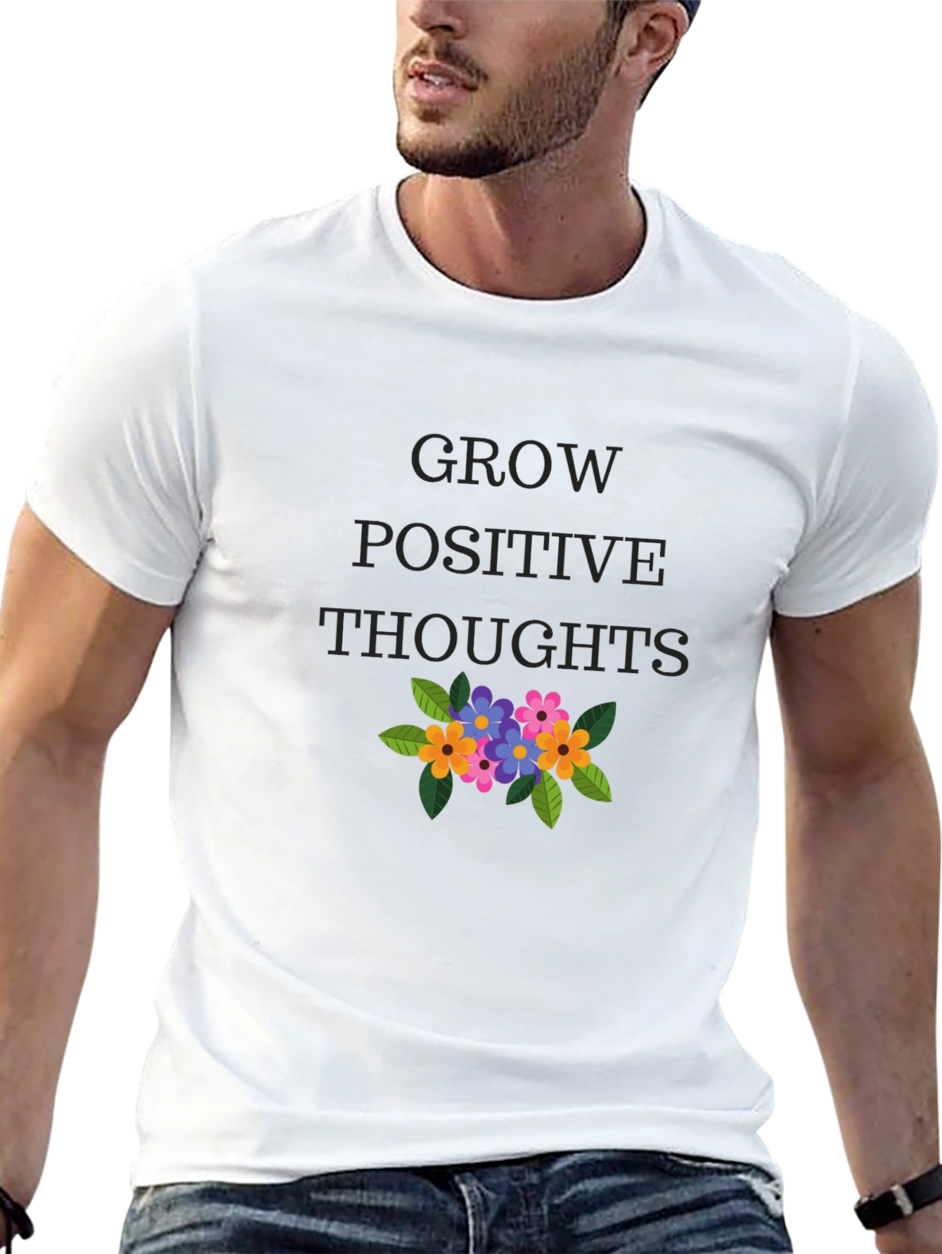 Grow Positive Thoughts Graphic Tee - Black