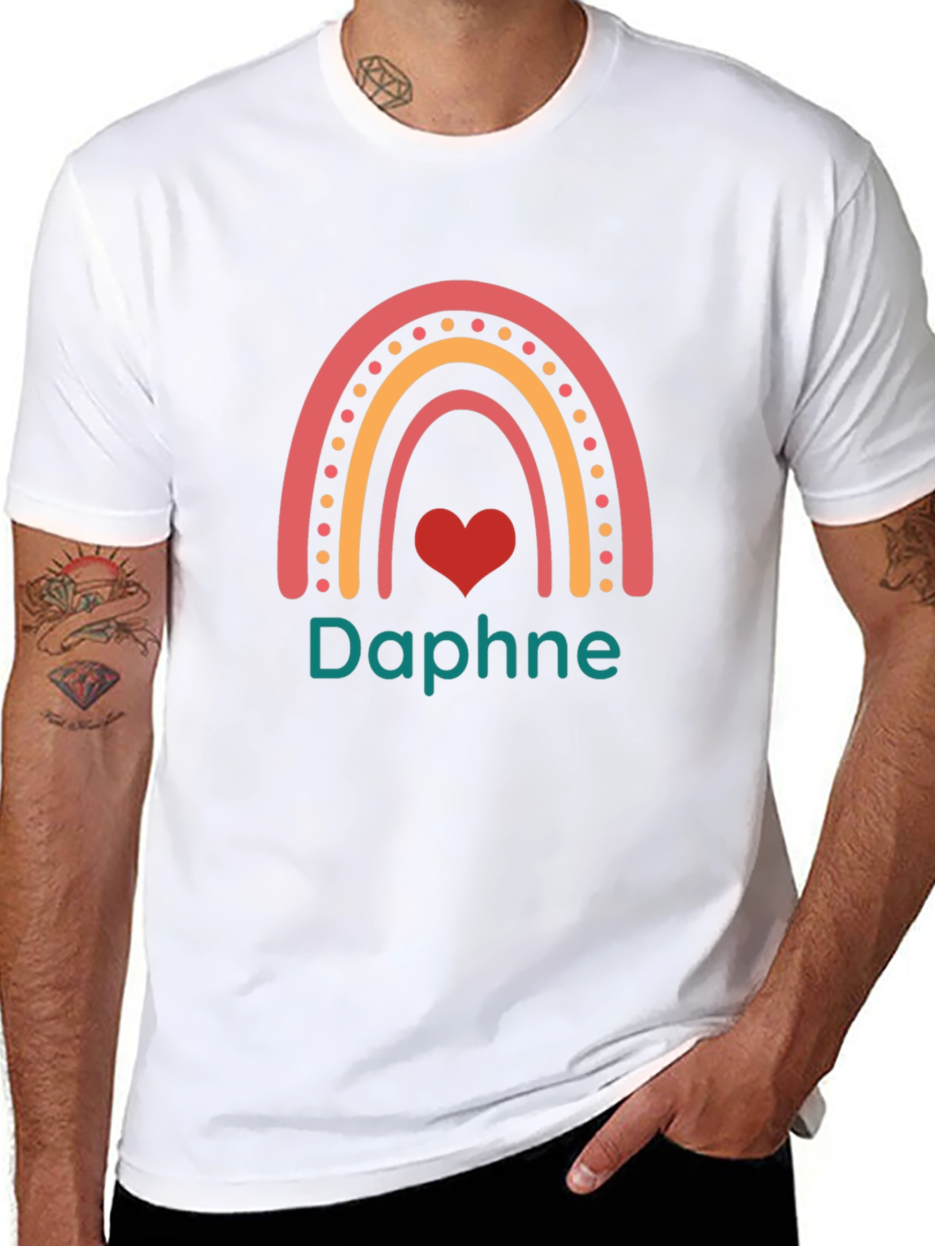 Personalized Rainbow Heart T-Shirt for Daphne