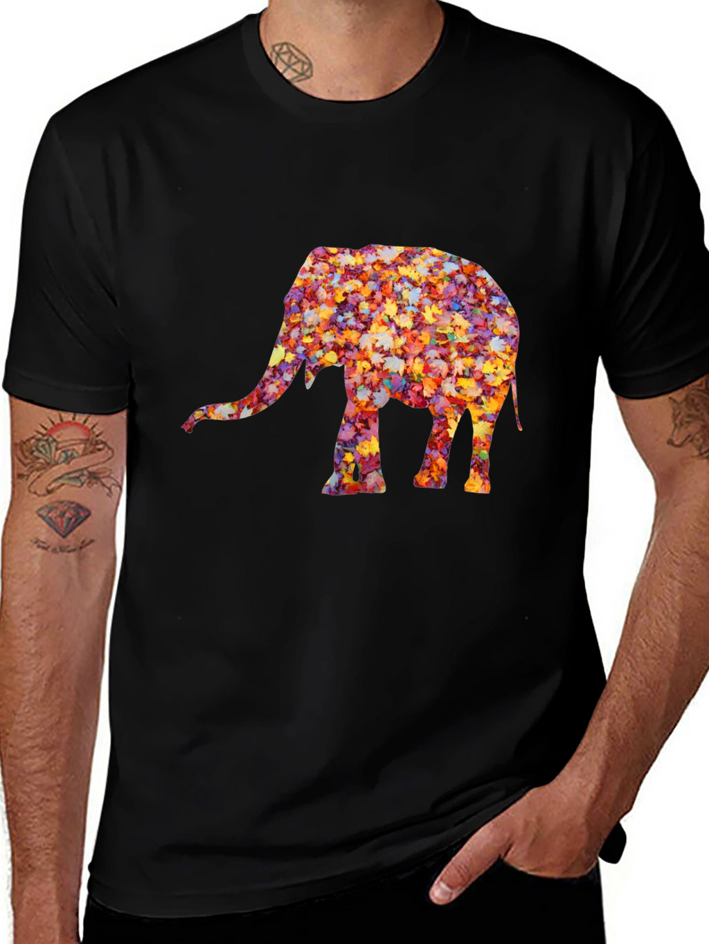 Leaf Elephant Graphic Tee - Unique Fall Design