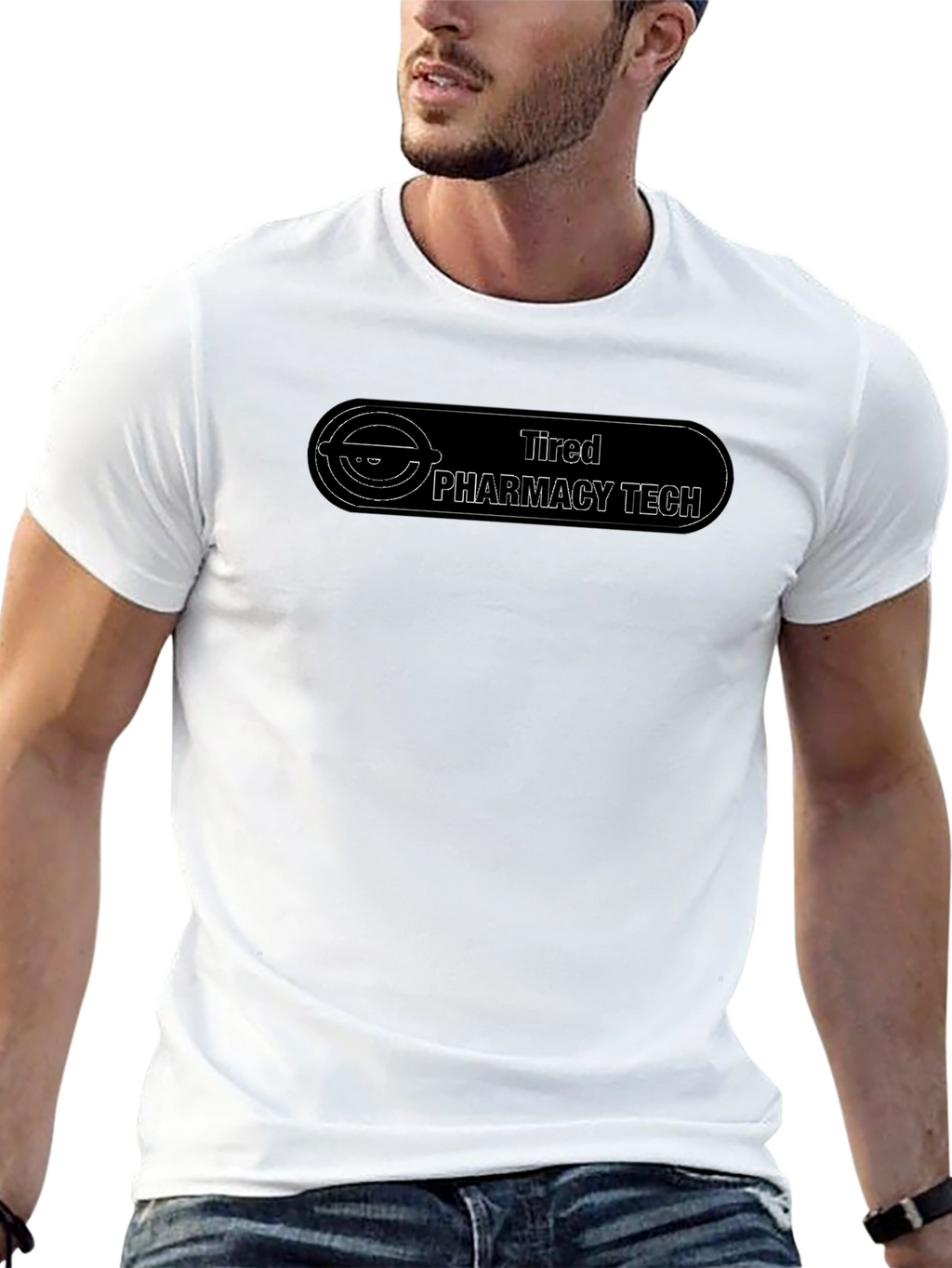 Tired Pharmacy Tech Black T-Shirt