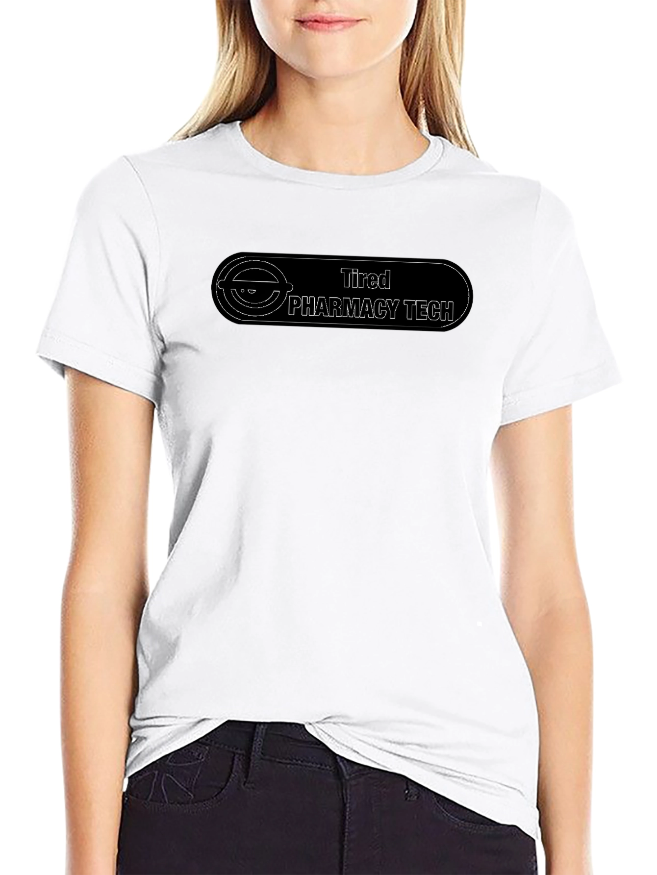 Tired Pharmacy Tech Black T-Shirt