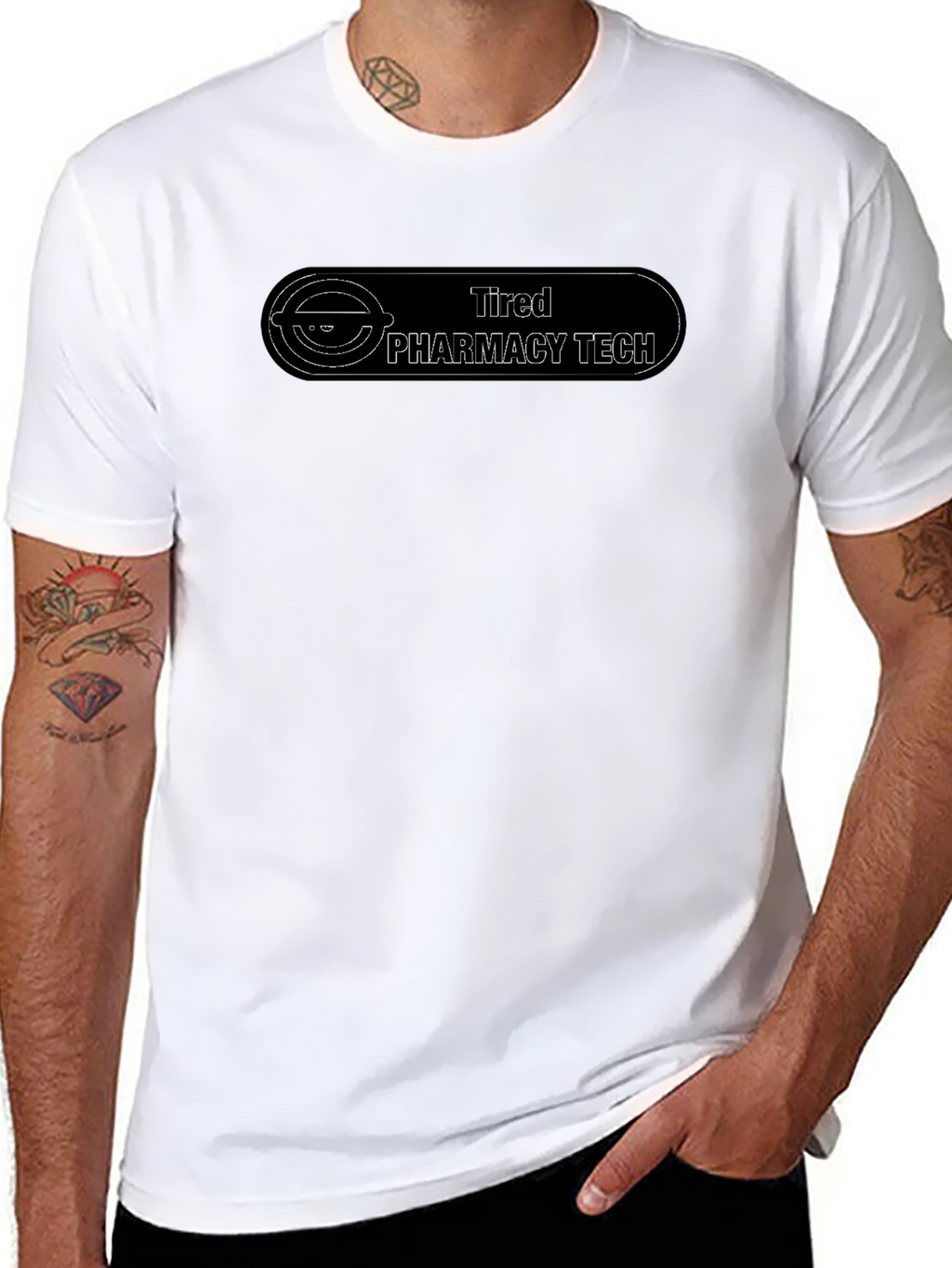 Tired Pharmacy Tech Black T-Shirt