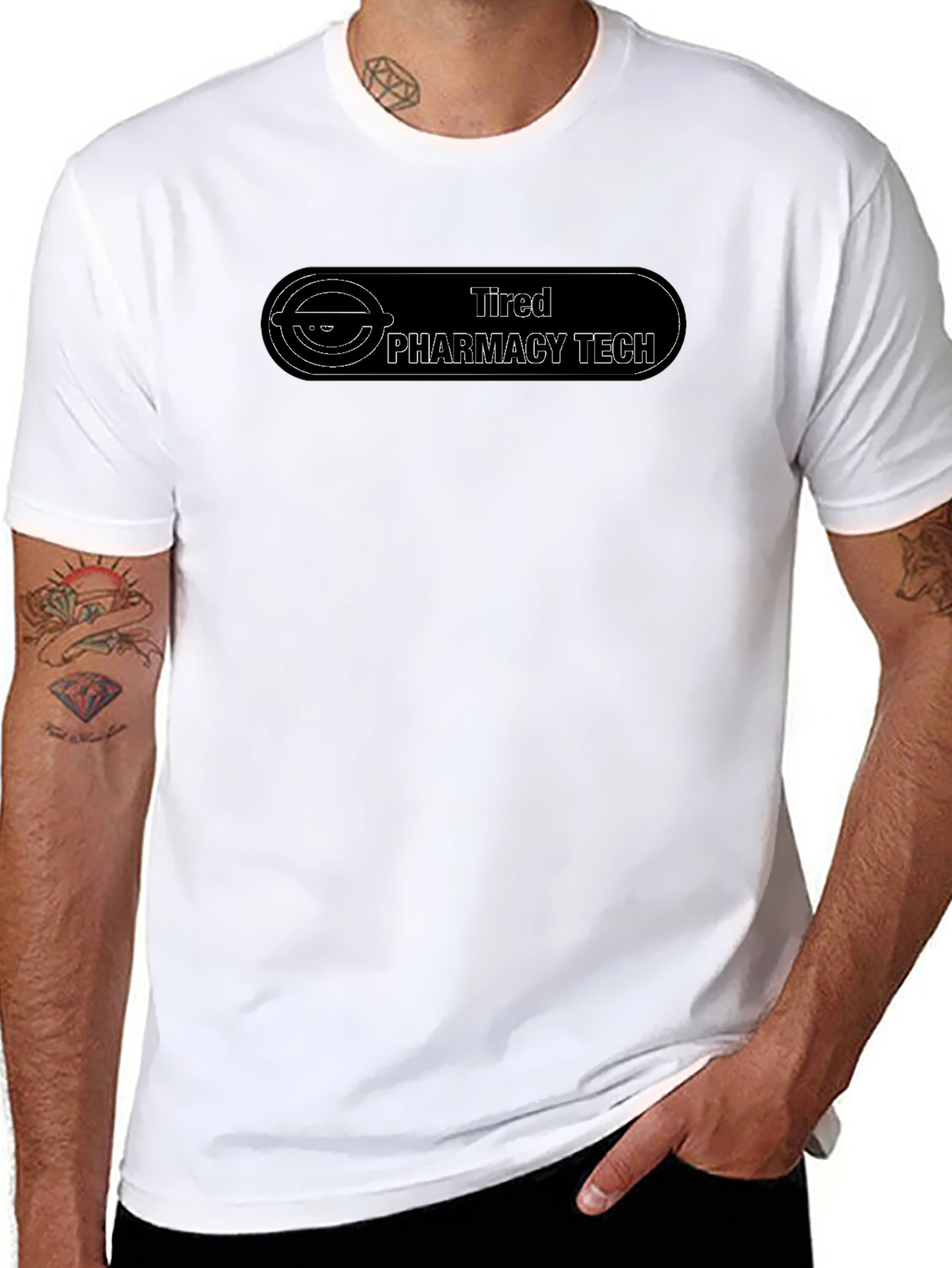 Tired Pharmacy Tech Black T-Shirt