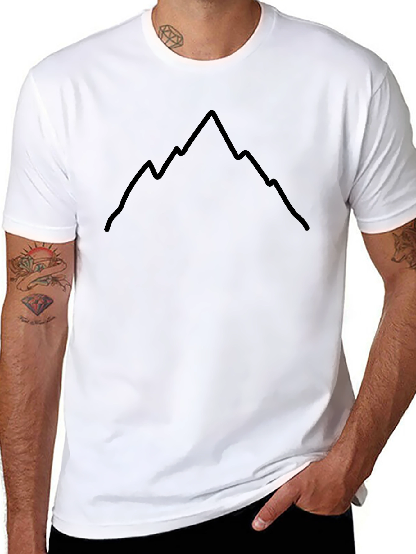 Mountain Graphic Tee - Black Cotton Crew Neck Shirt