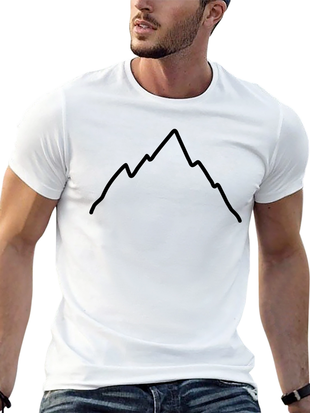 Mountain Graphic Tee - Black Cotton Crew Neck Shirt