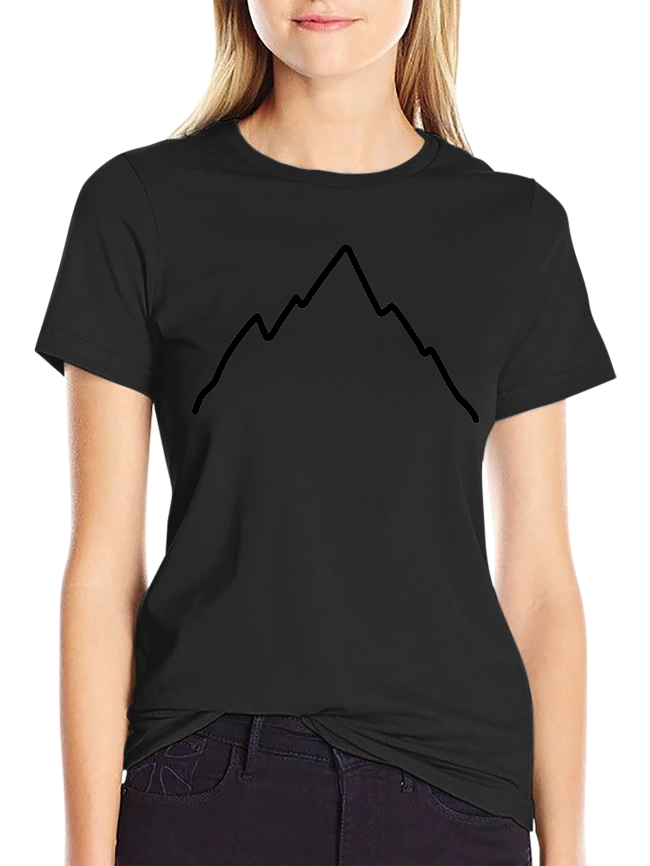 Mountain Graphic Tee - Black Cotton Crew Neck Shirt
