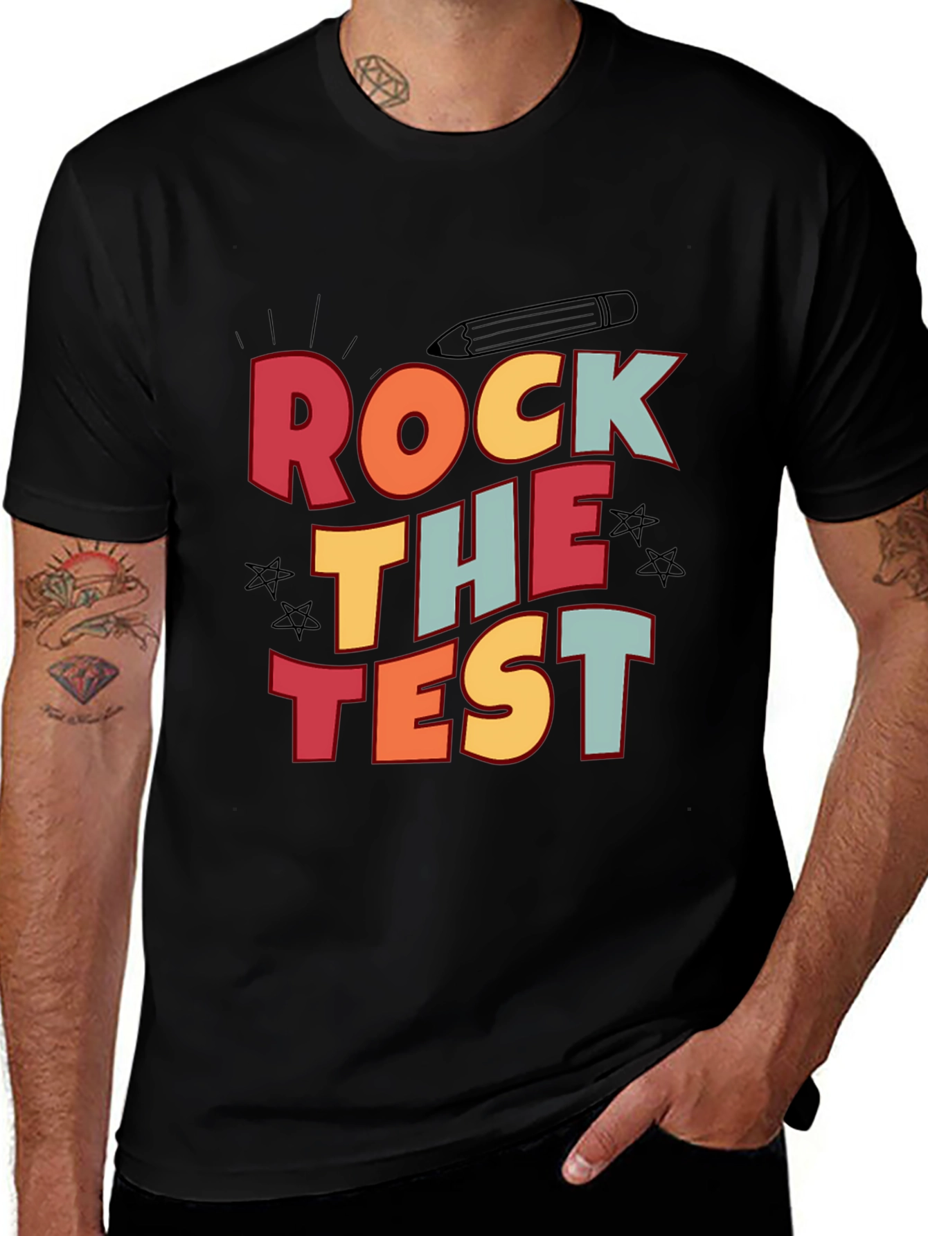 Rock the Test Graphic Tee - Black Cotton T-Shirt