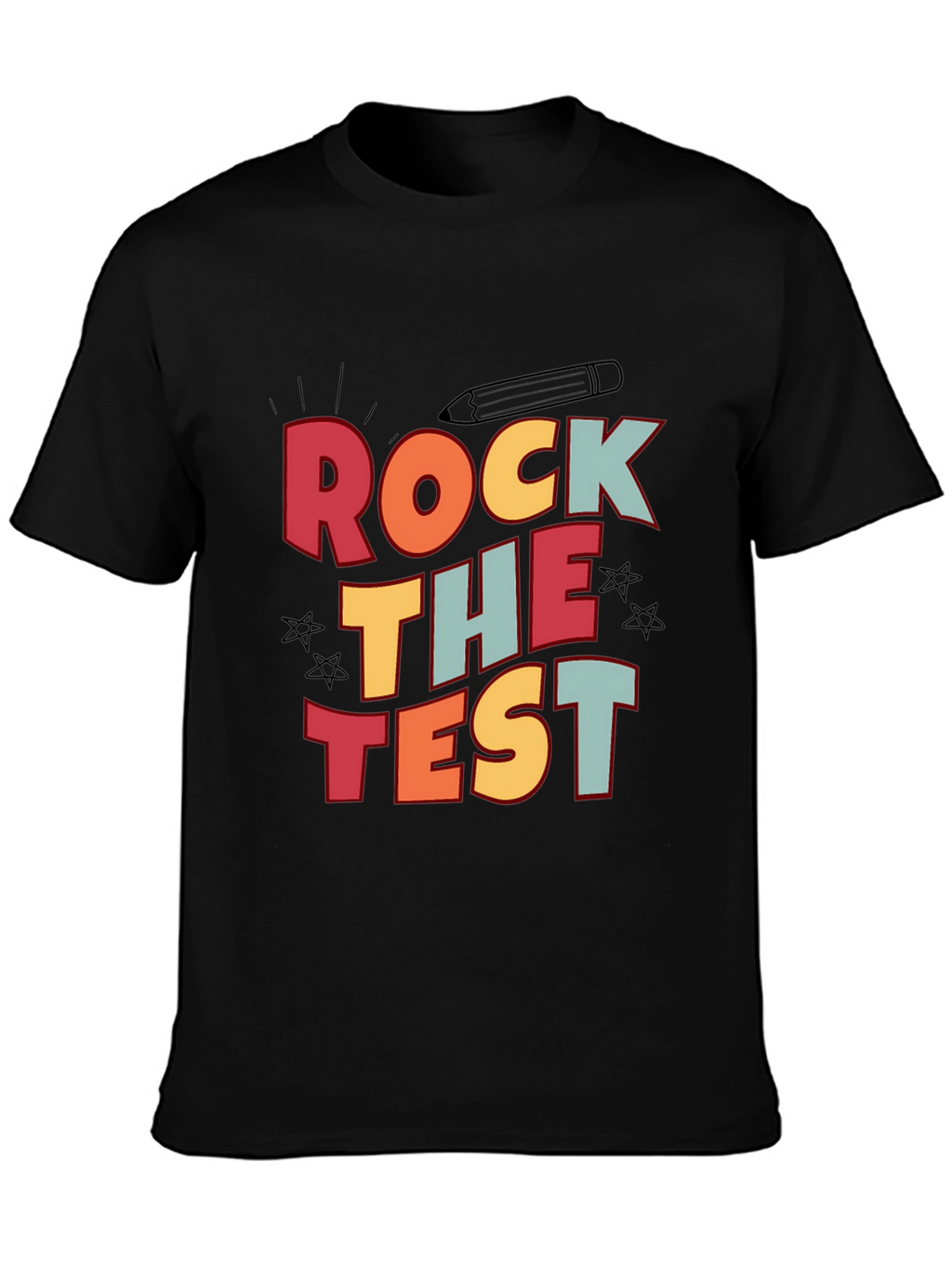 Rock the Test Graphic Tee - Black Cotton T-Shirt