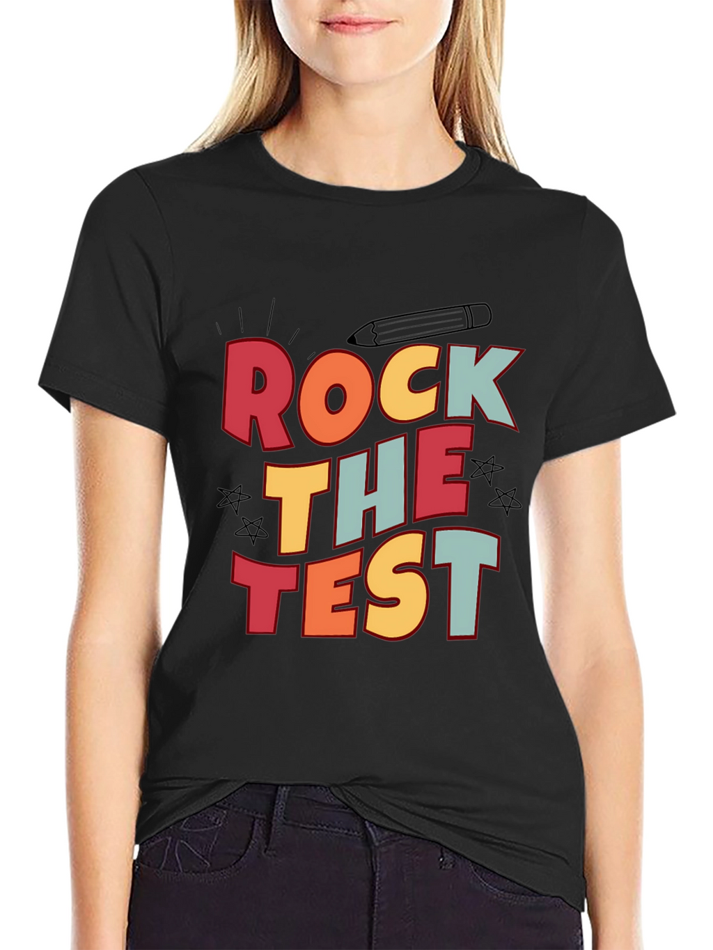 Rock the Test Graphic Tee - Black Cotton T-Shirt