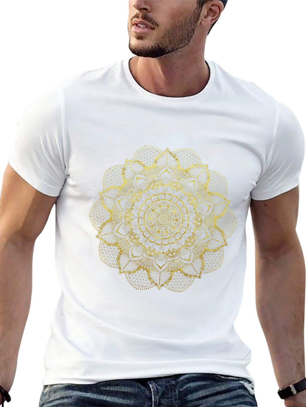 Golden Mandala Graphic Black T-Shirt