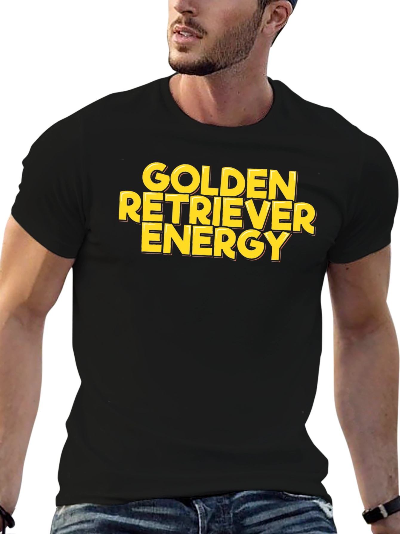 Golden Retriever Energy Black T-Shirt