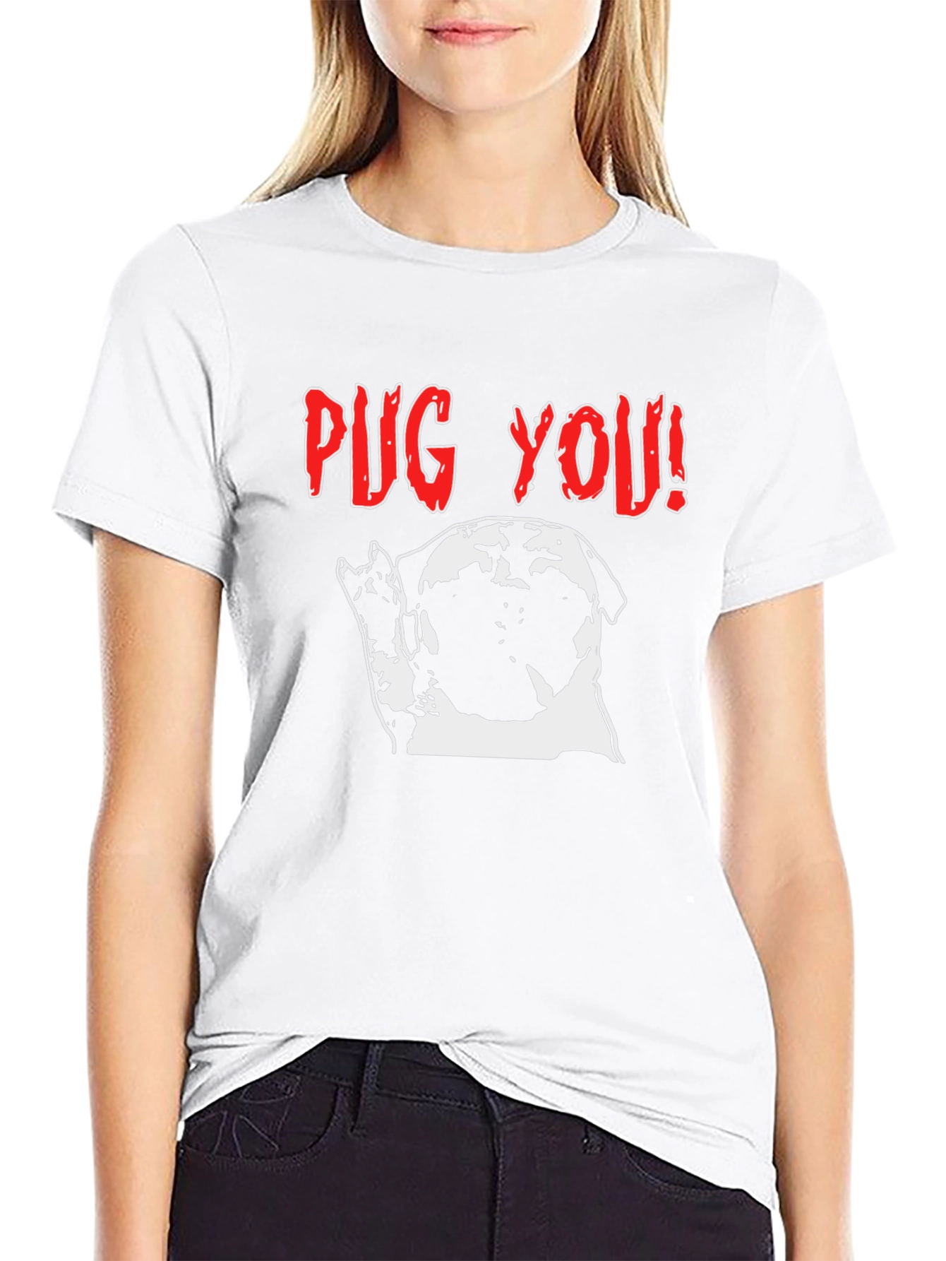 Pug You! Graphic Print Crew Neck T-Shirt