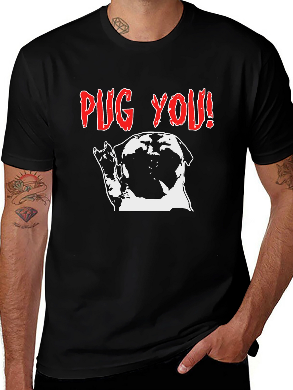 Pug You! Graphic Print Crew Neck T-Shirt