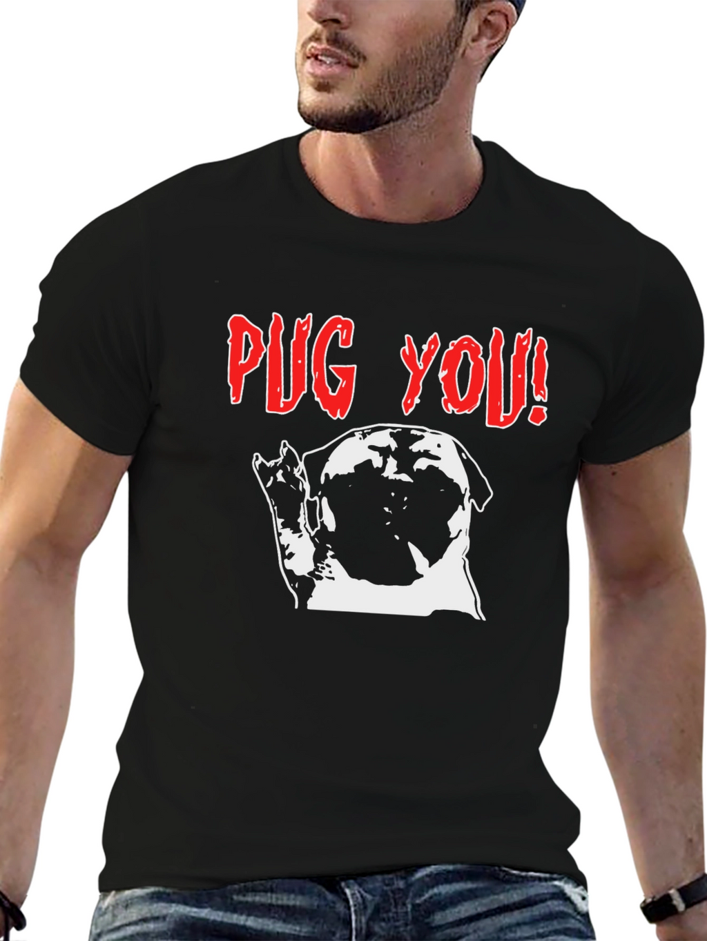 Pug You! Graphic Print Crew Neck T-Shirt