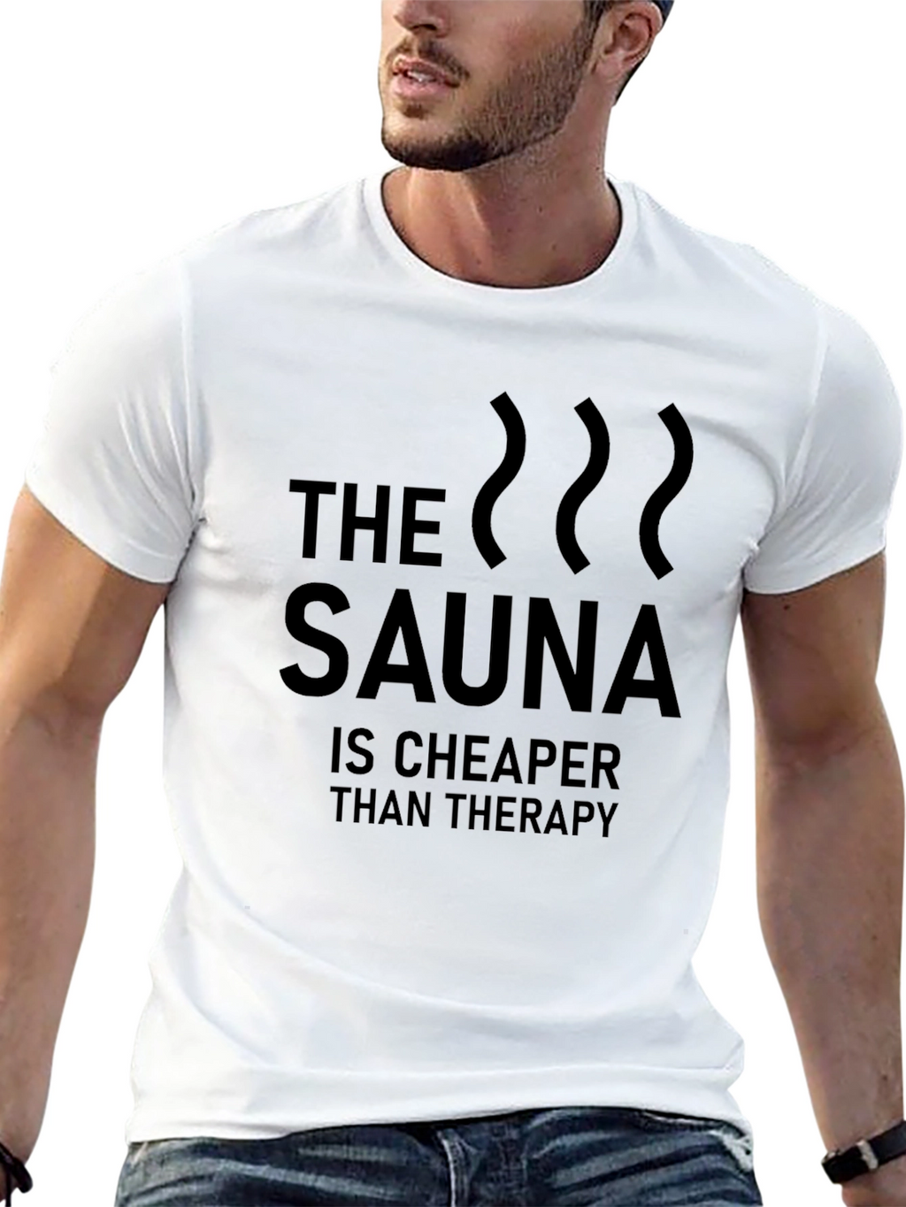 Sauna Therapy Humor Black T-Shirt