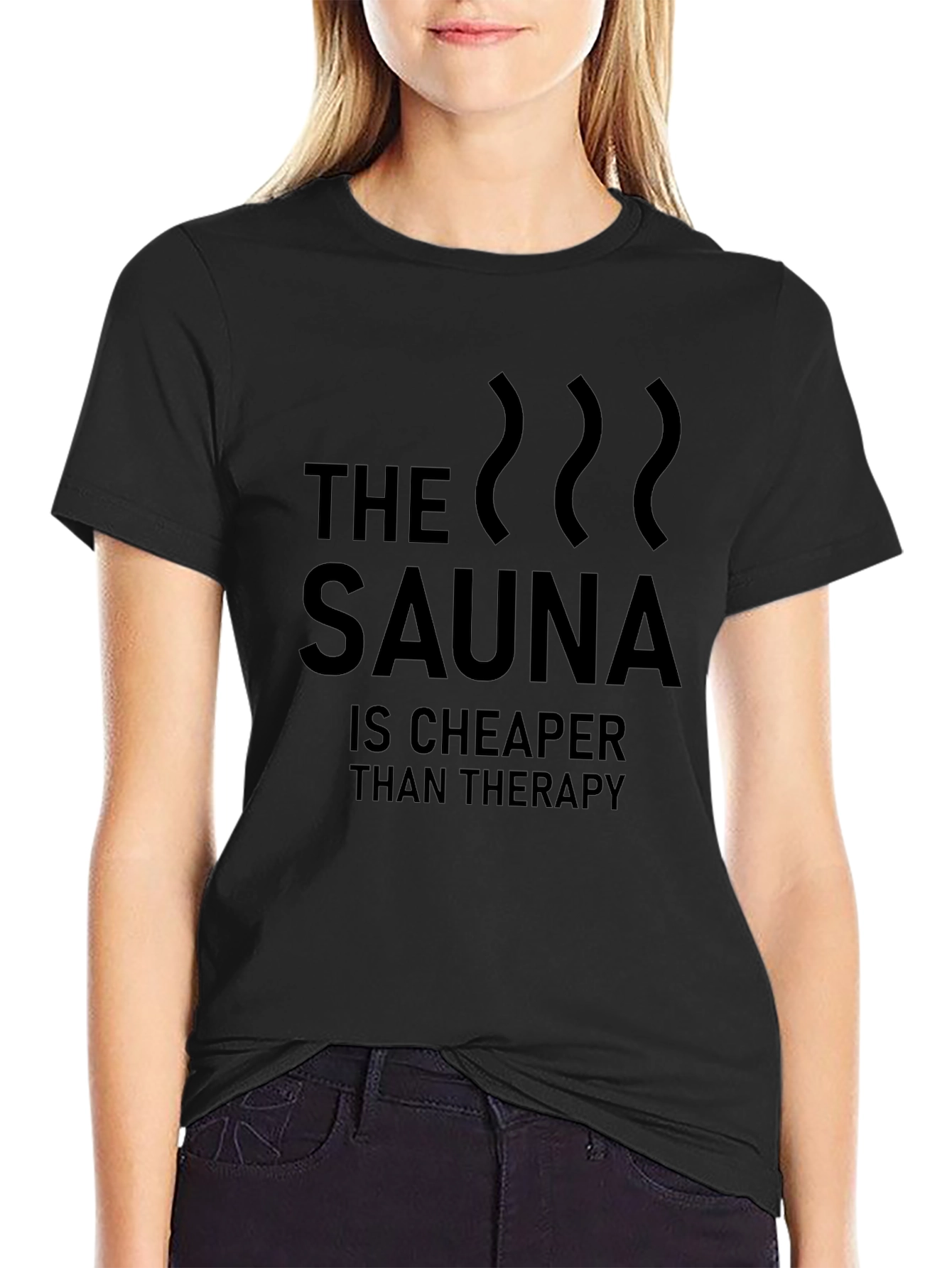 Sauna Therapy Humor Black T-Shirt