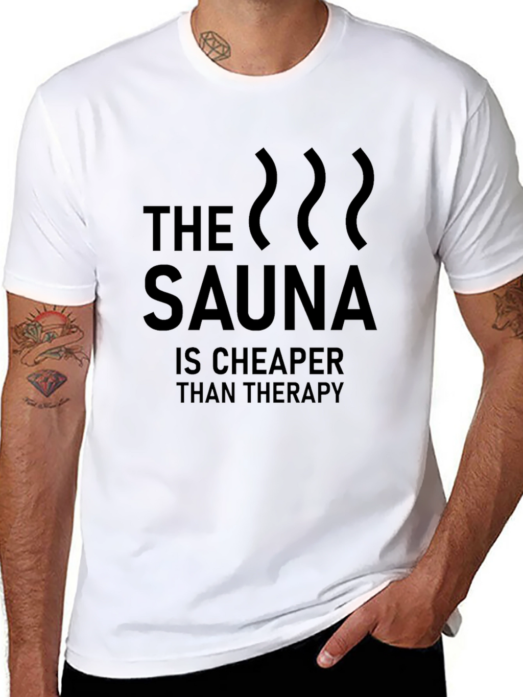 Sauna Therapy Humor Black T-Shirt