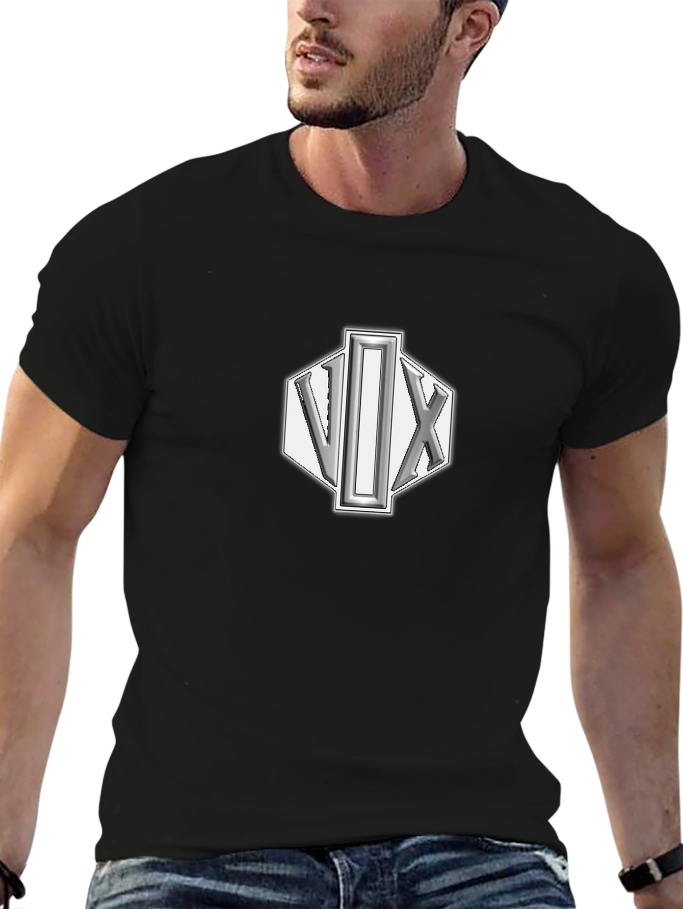 VIX Geometric Logo Black T-Shirt