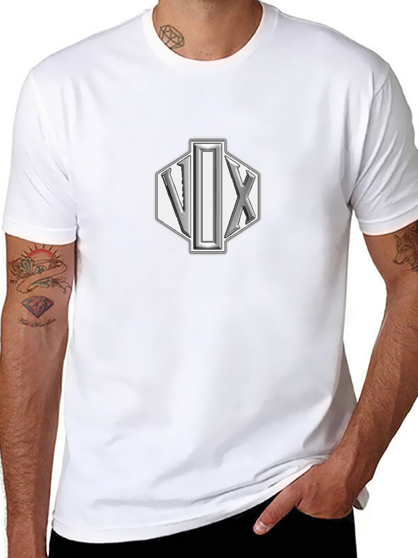 VIX Geometric Logo Black T-Shirt