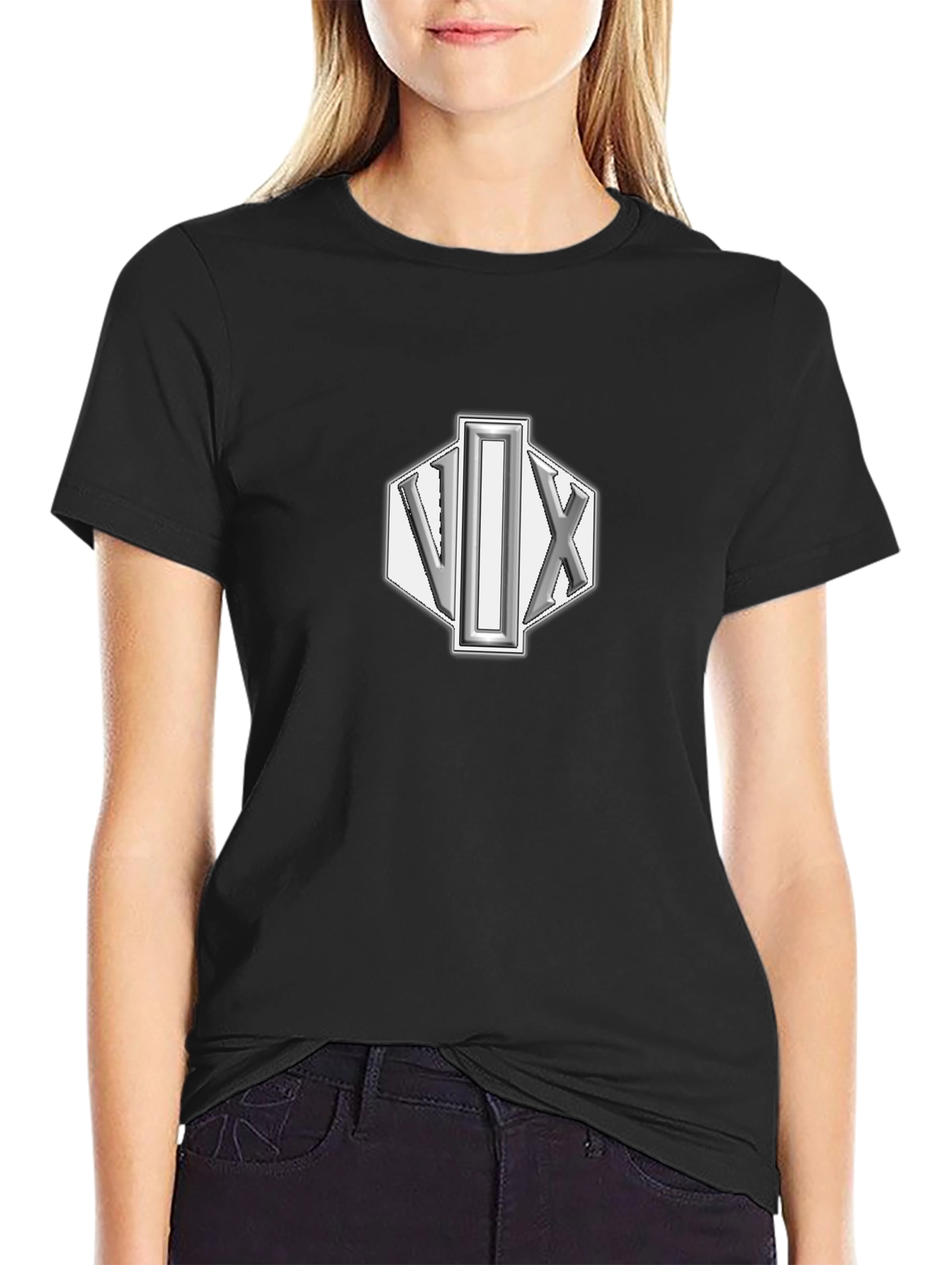 VIX Geometric Logo Black T-Shirt