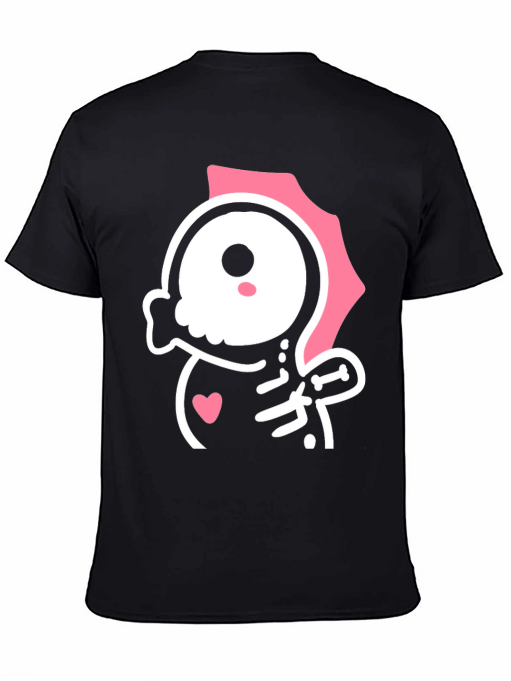 Cute Kawaii Skull T-Shirt - Pink and Black