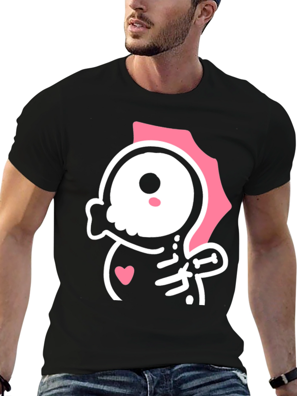 Cute Kawaii Skull T-Shirt - Pink and Black