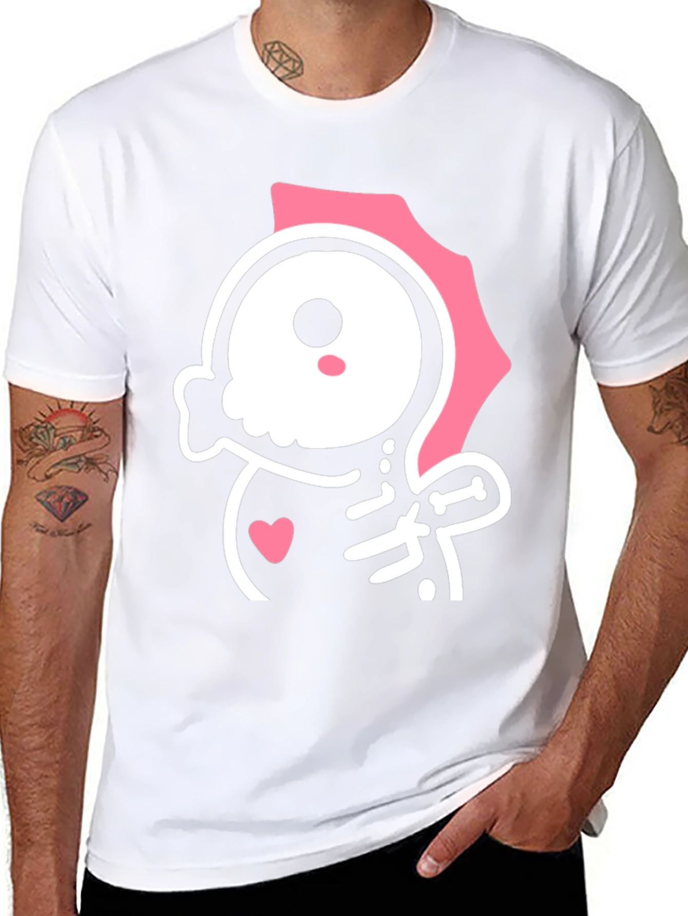 Cute Kawaii Skull T-Shirt - Pink and Black