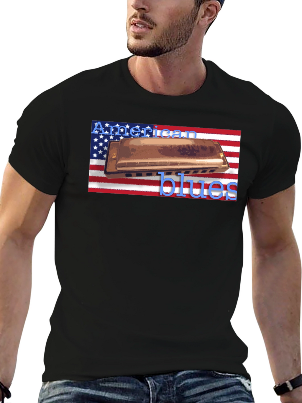 American Blues Harmonica T-Shirt