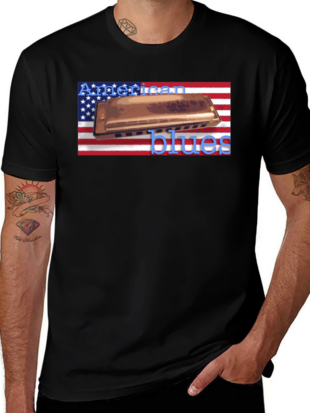 American Blues Harmonica T-Shirt