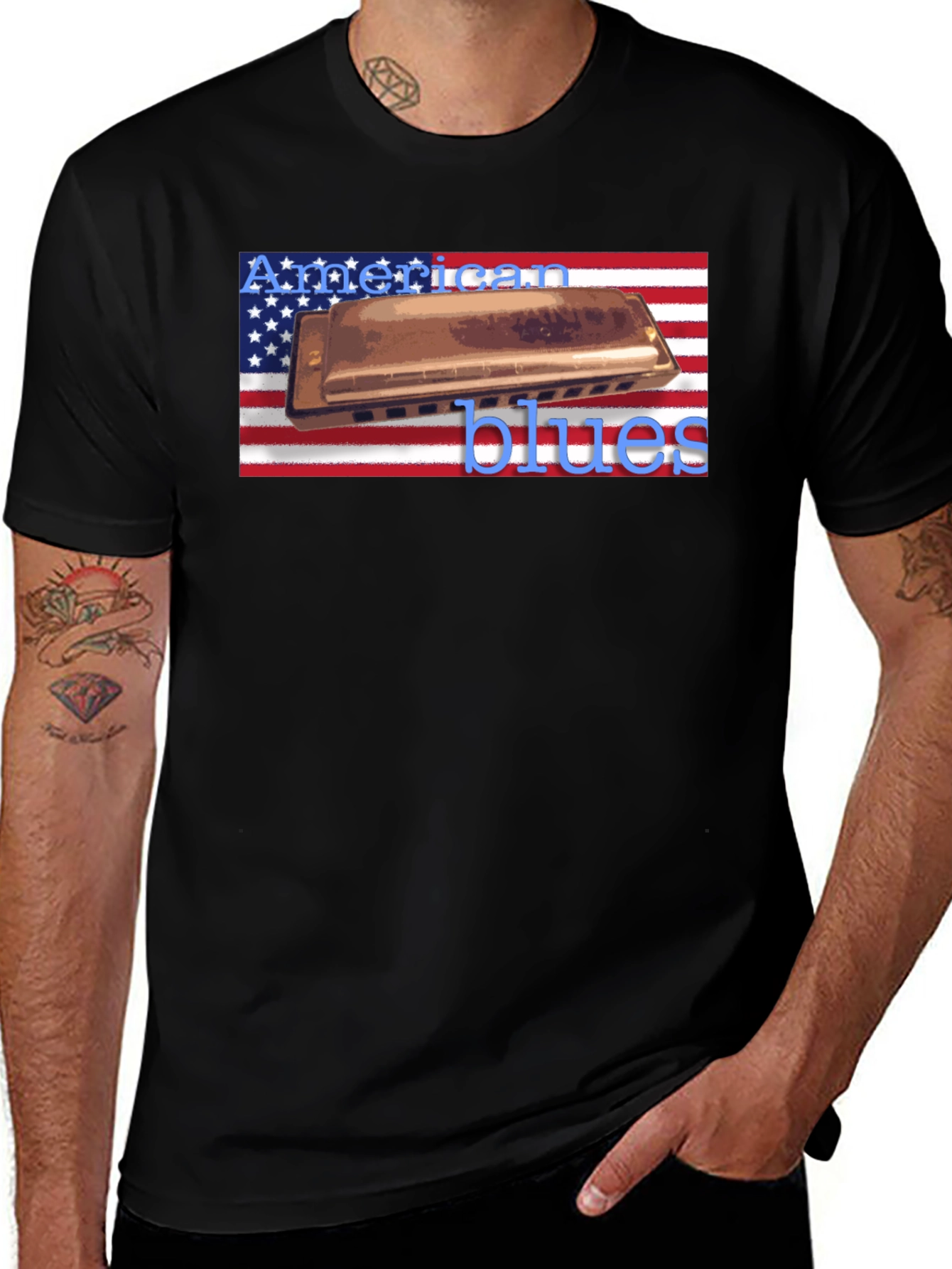 American Blues Harmonica T-Shirt