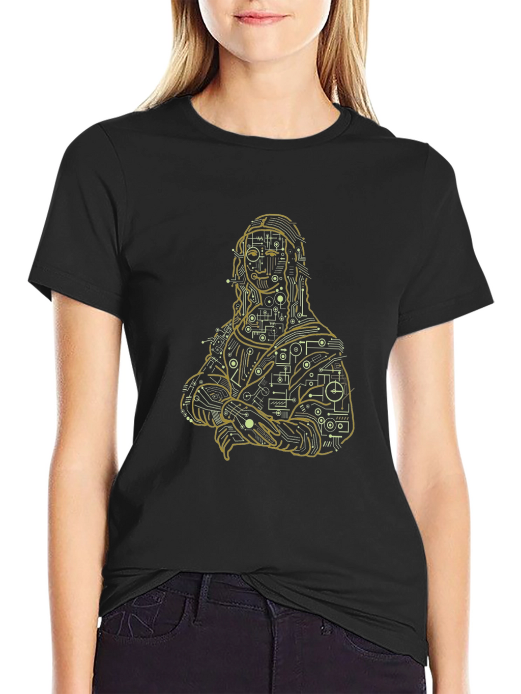 Mona Lisa Tech Circuit T-Shirt - Black