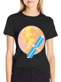 Space Satellite Graphic T-Shirt -  Black