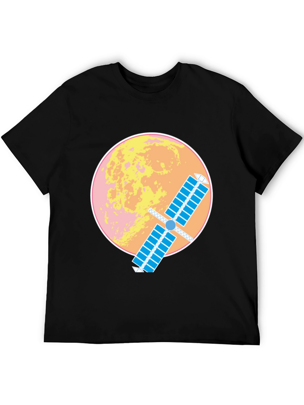 Space Satellite Graphic T-Shirt -  Black
