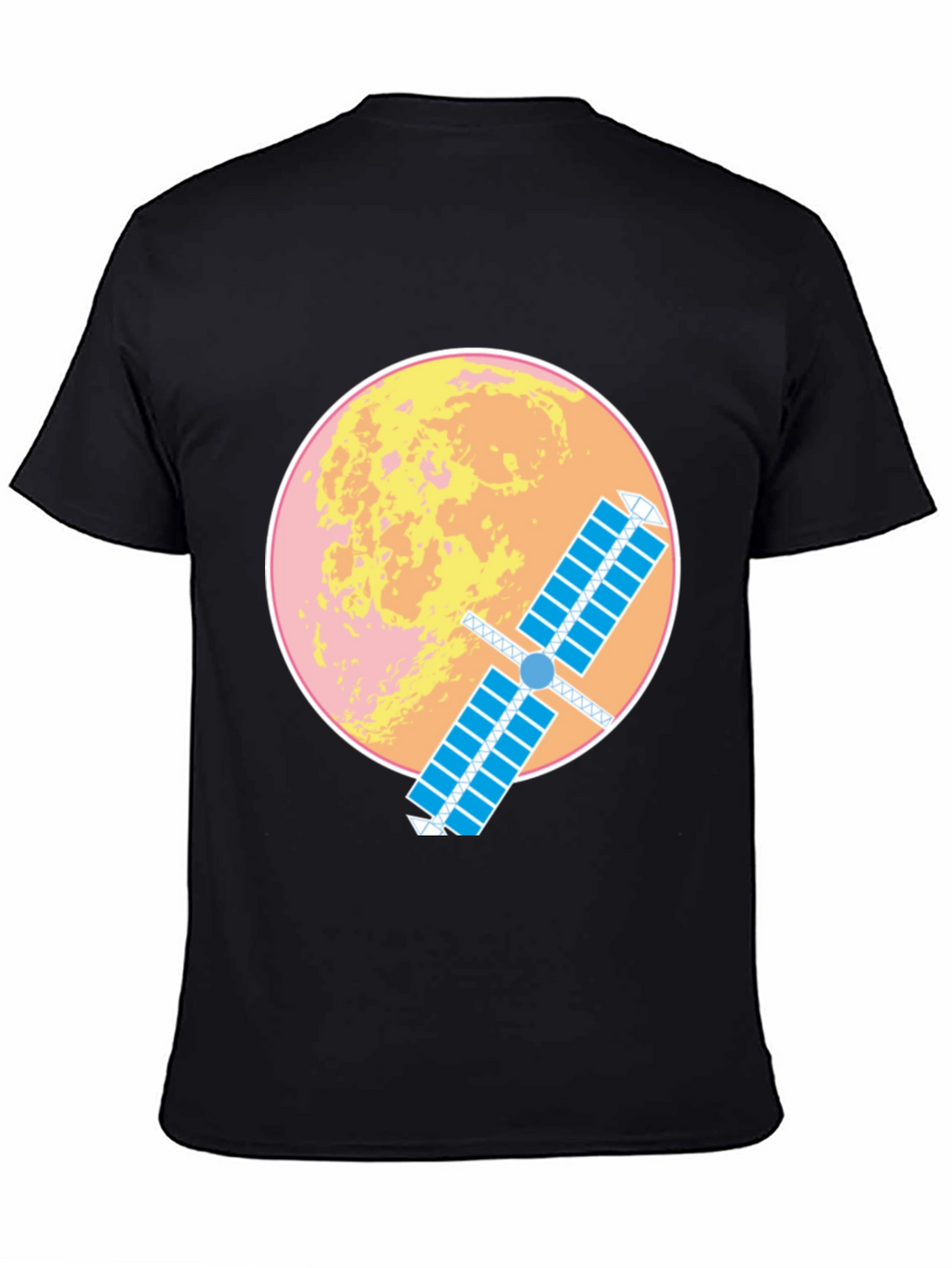 Space Satellite Graphic T-Shirt -  Black