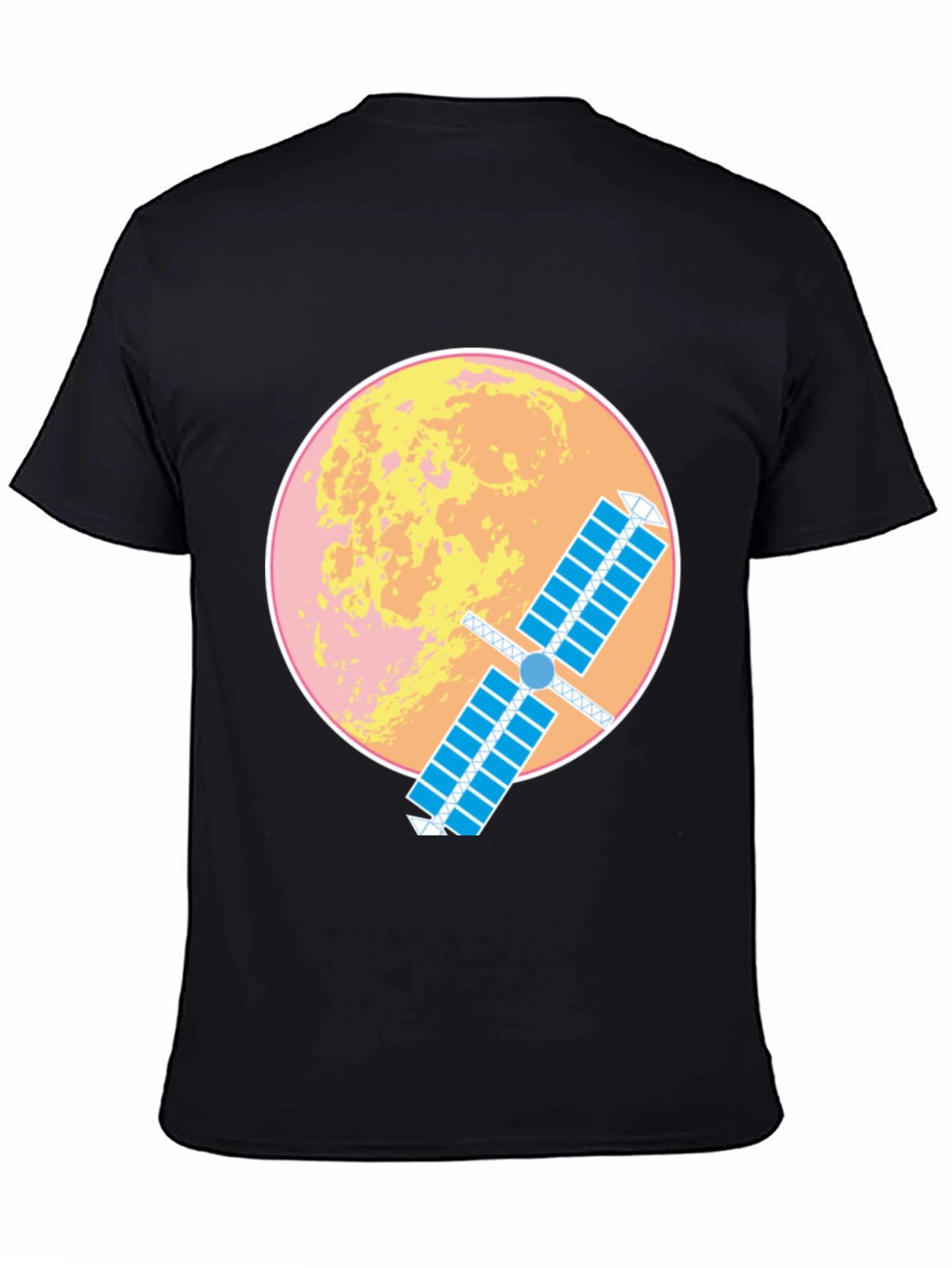 Space Satellite Graphic T-Shirt -  Black